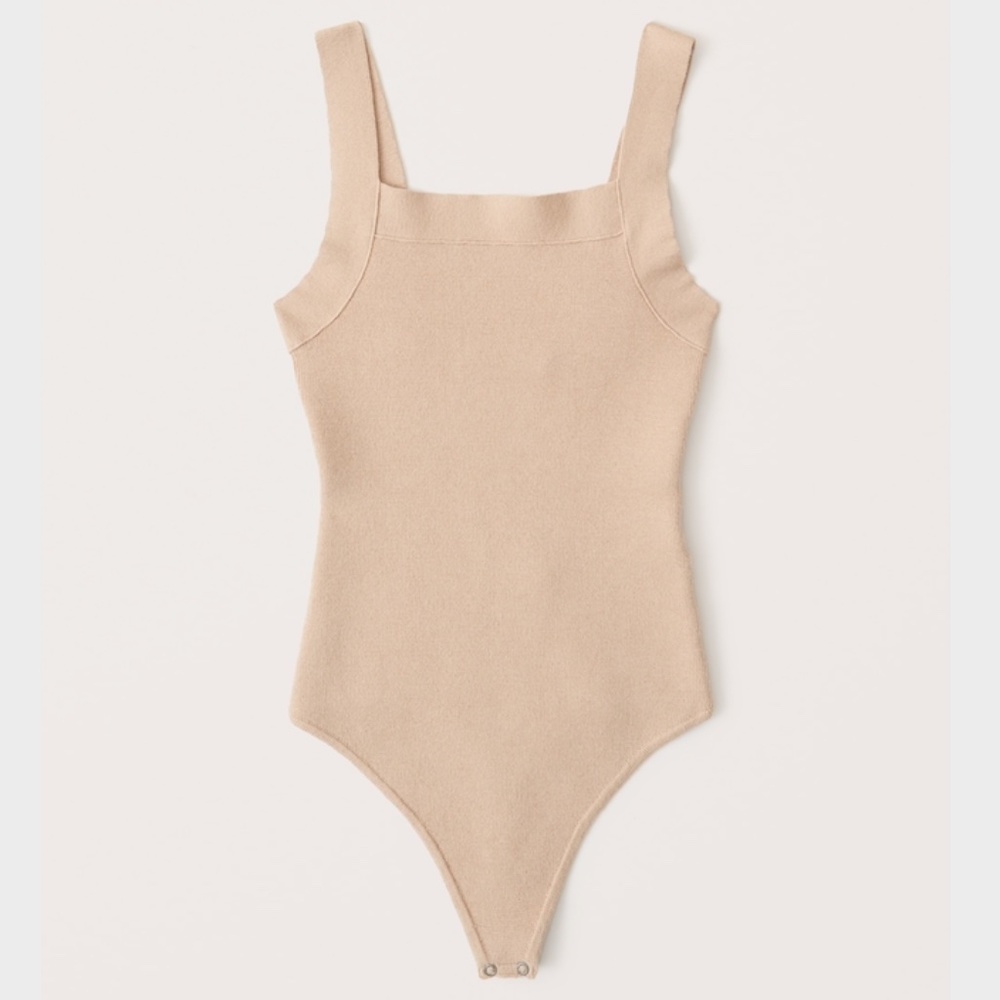 NWT - Square Neck Knit Bodysuit - Beige - L